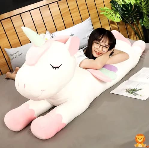 หมอนอิงตุ๊กตา ยูนิคอร์น สีขาวและสีชมพู ขนาด 50cm, 60cm, 90cm นุ่มนิ่ม น่ากอด เหมาะสำหรับเด็กและผู้ใหญ่ - View 4