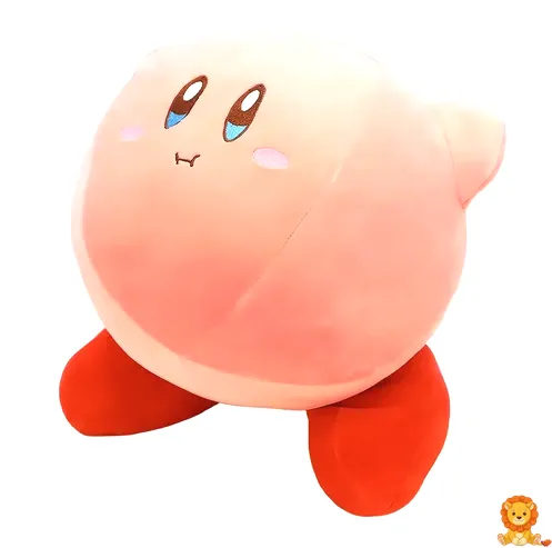 Pluș drăguț Kirby cu capul înclinat în sus.