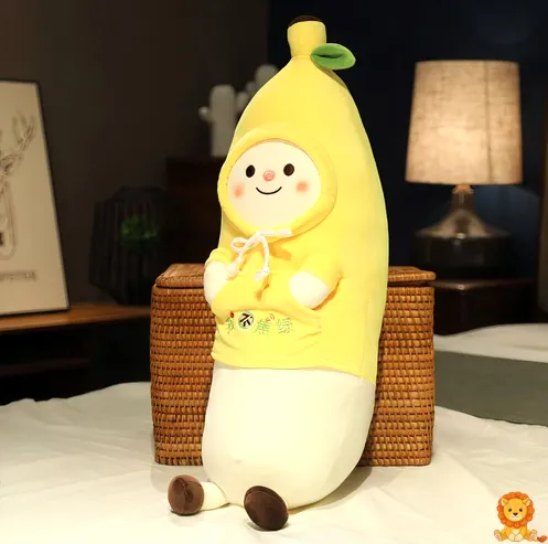 Kawaii muz peluş yastık, gülümseyen yüzü, yumuşak sarı peluşu ve rahatlatıcı tasarımıyla mükemmel bir uyku arkadaşı. - View 2