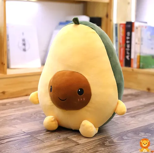 Sevimli avokado peluş bebek, güler yüzlü, yumuşak dokulu, farklı boyutlarda (30cm, 40cm, 60cm) seçenekleriyle, bebekler ve çocuklar için mükemmel bir arkadaş. - View 2