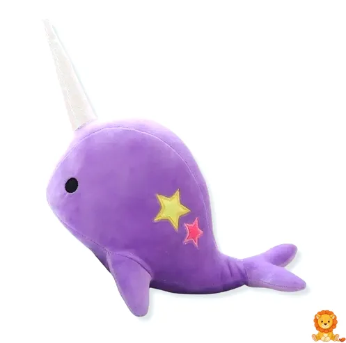 ตุ๊กตาผ้ากำมะหยี่วาฬยูนิคอร์นสีม่วง