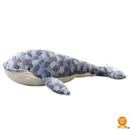 Blauwe Mozaïek Walvis Knuffel, zachte pluche, mozaïek patroon, verschillende maten beschikbaar, perfect voor kinderen en volwassenen. - View 2