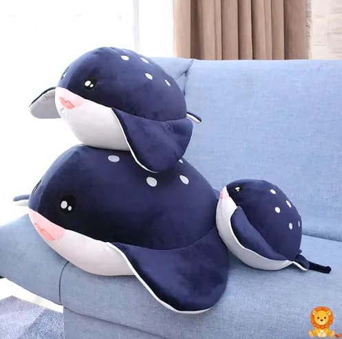Zwarte walvis knuffel, super zacht en knuffelbaar, verkrijgbaar in verschillende maten (35cm, 50cm, 70cm), perfect voor kinderen en volwassenen die van walvissen houden. - View 2