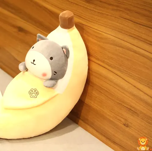 Šiba Inu banana plišana igračka, kombinacija psa Šiba Inu i banane, dostupna u veličinama S i M, savršena za zagrljaje i dekoraciju. - View 3