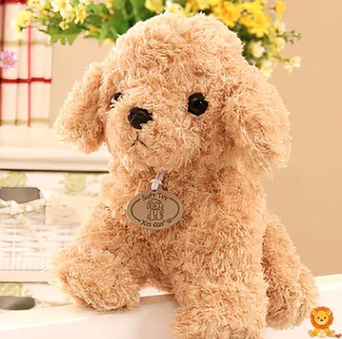 Peluche poodle beige yang comel, berbulu lembut, dengan mata yang menawan dan senyuman yang menggembirakan. Tersedia dalam saiz 18cm dan 25cm. - View 2