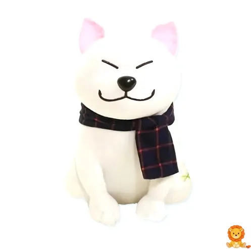 anak patung anjing putih yang terlalu comel