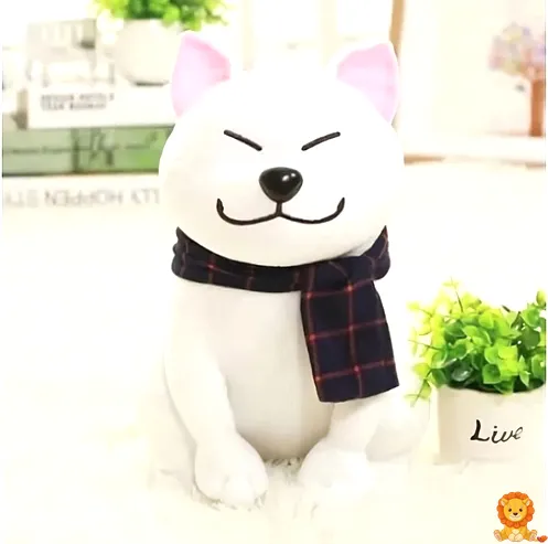 너무 귀여운 하얀 강아지 인형. 부드러운 흰색 털과 깜찍한 표정으로 아이들의 상상력을 자극하고 포근함을 선사합니다. 사랑스러운 강아지 인형은 최고의 친구가 될 것입니다. - View 3