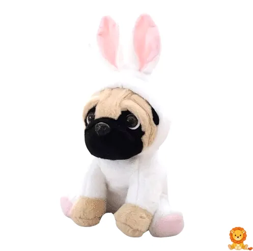 Anjing boneka berpakaian seperti arnab