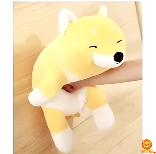 Gul Shiba Inu plyschhund, sittande, mjuk päls, glada ögon, perfekt som gosedjur eller dekoration. - View 3