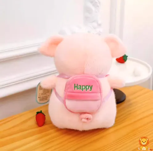 Entzückendes Plüschschwein, rosa, weich und kuschelig, mit freundlichem Gesicht und kleinen Ohren, ideal zum Kuscheln und Liebhaben. - View 4