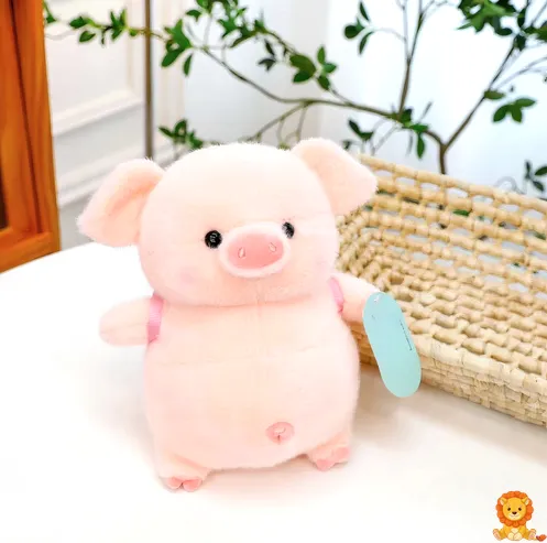 Entzückendes Plüschschwein, rosa, weich und kuschelig, mit freundlichem Gesicht und kleinen Ohren, ideal zum Kuscheln und Liebhaben. - View 3