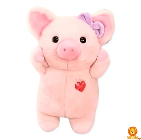 Schweinchen Plüschtier mit lila Schleife