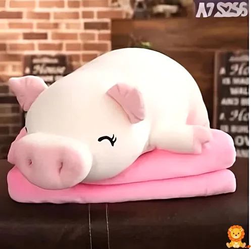 Fröhliches, weißes Schweinchen Plüschtier mit freundlichem Gesicht, weichem Fell und niedlichen kleinen Ohren, perfekt zum Kuscheln und Liebhaben. - View 2