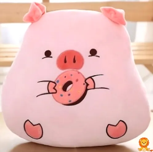 Kuscheliges Peluche Cochon Gourmand Donut, ein rosa Schweinchen mit einem bunten Donut in den Händen, perfekt zum Kuscheln und Liebhaben. - View 2