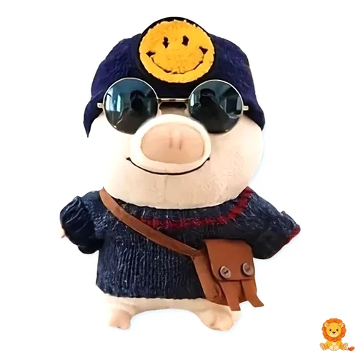 Stoffschwein mit Smiley-Hut