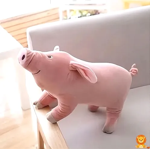 Fröhliches Peluche cochon joyeux, ein superweiches und liebevoll gestaltetes Stoffschwein mit einem breiten Grinsen, perfekt zum Kuscheln und Liebhaben. - View 3