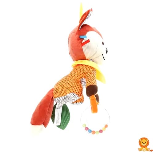 Kleurrijke hangende vosknuffel met vrolijke kleuren en een zachte textuur, perfect voor kinderkamer decoratie en knuffelplezier. - View 6