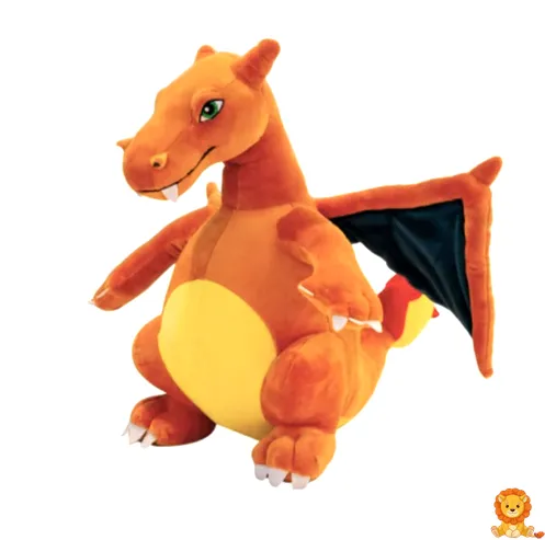 Giant Charizard plush, standing at 60cm tall, with vibrant orange fur, large wings, and a friendly expression, perfect for cuddling and display. - View 2