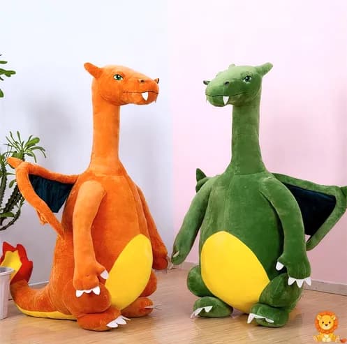Giant Charizard plush, standing at 60cm tall, with vibrant orange fur, large wings, and a friendly expression, perfect for cuddling and display. - View 3