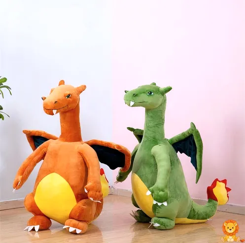 Giant Charizard plush, standing at 60cm tall, with vibrant orange fur, large wings, and a friendly expression, perfect for cuddling and display. - View 4