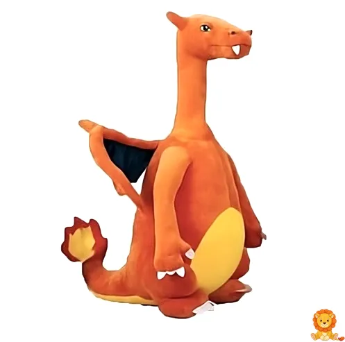 Giant Charizard plush, standing at 60cm tall, with vibrant orange fur, large wings, and a friendly expression, perfect for cuddling and display. - View 5