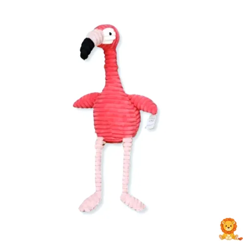 Juguete de peluche de flamenco de algodón rosa con textura de canalé