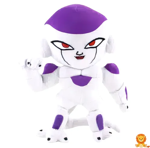 Peluche de Freezer de Dragon Ball Z, con su característica piel blanca y armadura morada, en una pose amenazante pero adorable, ideal para fans de la serie. - View 4