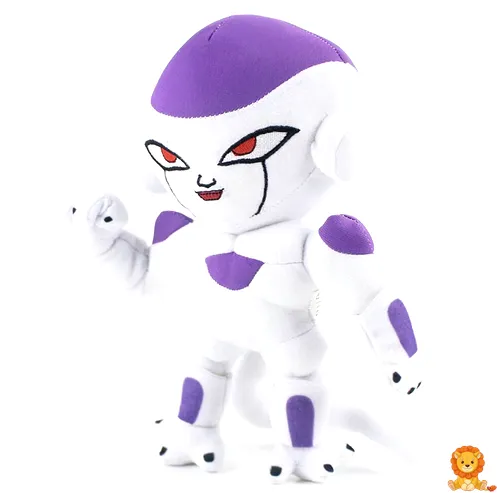 Peluche de Freezer de Dragon Ball Z, con su característica piel blanca y armadura morada, en una pose amenazante pero adorable, ideal para fans de la serie. - View 2