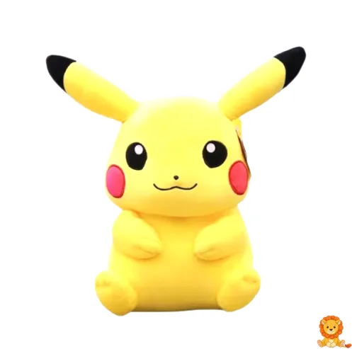 巨大な笑顔のピカチュウのぬいぐるみ