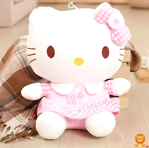 Hello Kitty Love Plush, a soft and cuddly plush toy featuring Hello Kitty holding a heart, available in 30cm, 40cm, 60cm and 70cm sizes. - View 4