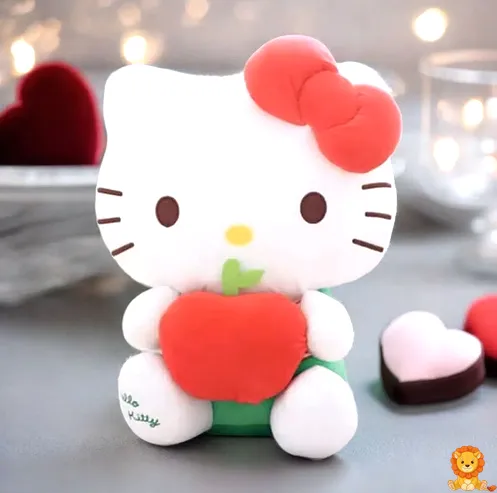 Entzückendes Hello Kitty Apfel Plüschtier, in Form eines roten Apfels mit Hello Kitty's Gesicht, weich und kuschelig, in verschiedenen Größen erhältlich. - View 2