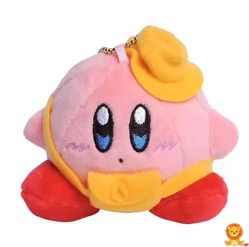 Pluș Kirby cu șapcă galbenă