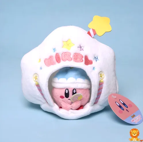 Beyaz yıldızının içinde oturan, sevimli ve yuvarlak pembe Kirby peluş oyuncak. Yumuşak ve sarılabilir, yüksek kaliteli malzemelerden üretilmiştir. - View 2