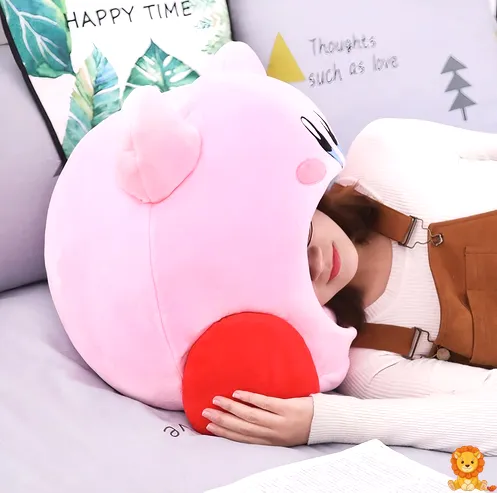 Ağzı kocaman açık, pembe renkli, sevimli Kirby peluş oyuncak. Yumuşak dokusu ve eğlenceli tasarımıyla öne çıkıyor. - View 6