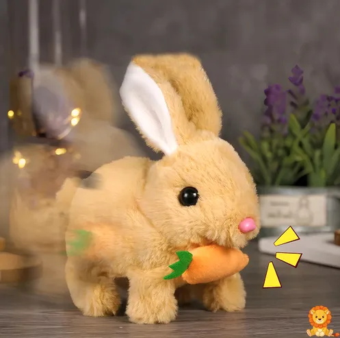 Elektrický Veľkonočný zajačik Peluche v bielej farbe, interaktívna hračka s pohybom a zvukmi, ideálny darček pre deti na Veľkú noc alebo narodeniny. - View 3