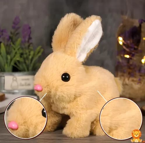 Elektrický Veľkonočný zajačik Peluche v bielej farbe, interaktívna hračka s pohybom a zvukmi, ideálny darček pre deti na Veľkú noc alebo narodeniny. - View 4