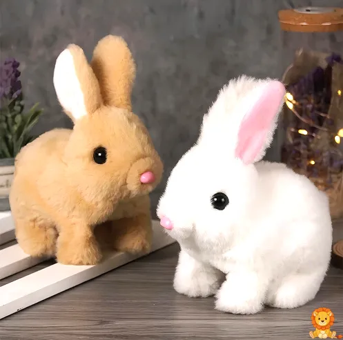 Elektrický Veľkonočný zajačik Peluche v bielej farbe, interaktívna hračka s pohybom a zvukmi, ideálny darček pre deti na Veľkú noc alebo narodeniny. - View 5