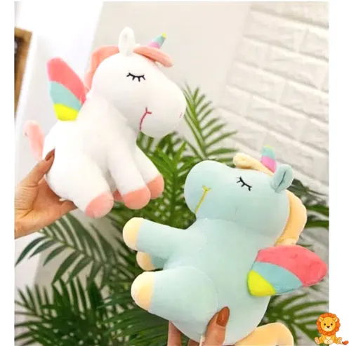 彩虹蓝独角兽毛绒玩具，柔软可爱，色彩鲜艳，有25cm、40cm和55cm三种尺寸可选，是儿童和成人的理想拥抱伴侣。 - View 4