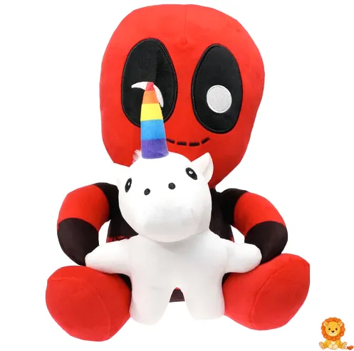 Deadpool ve Unicorn temalı peluş oyuncak, Fortnite hayranları için mükemmel bir hediye, yumuşak ve detaylı tasarım. - View 2