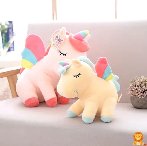 ตุ๊กตายูนิคอร์นสีเหลืองรุ้ง, ขนนุ่มพิเศษ, มีแผงคอสีรุ้งและเขา, ขนาด 25 ซม., 40 ซม., และ 55 ซม., เหมาะสำหรับเด็กและนักสะสม - View 3