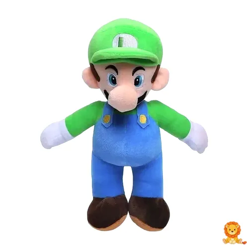 Peluche Luigi suave y tierno para niños, con detalles bordados y colores vibrantes, ideal para abrazar y jugar.
