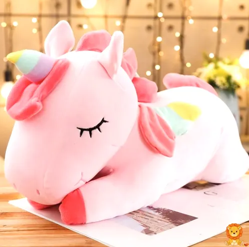ตุ๊กตาผ้ากำมะหยี่ ยูนิคอร์นสีชมพู ขนนุ่มฟู น่ากอด ขนาด 30 ซม. ถึง 100 ซม. เหมาะสำหรับเป็นของขวัญ หรือเพื่อนคู่ใจ - View 3