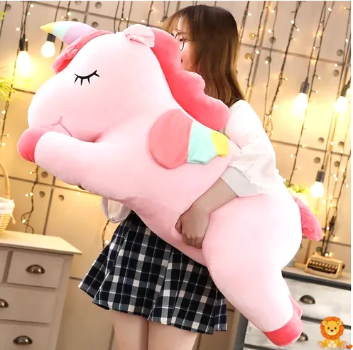 ตุ๊กตาผ้ากำมะหยี่ ยูนิคอร์นสีชมพู ขนนุ่มฟู น่ากอด ขนาด 30 ซม. ถึง 100 ซม. เหมาะสำหรับเป็นของขวัญ หรือเพื่อนคู่ใจ - View 2