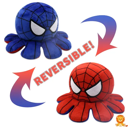 Peluche mini pulpo reversible, mostrando un lado feliz y un lado enfadado. Disponible en varios colores. - View 4
