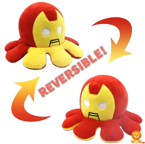 Peluche mini pulpo reversible, mostrando un lado feliz y un lado enfadado. Disponible en varios colores. - View 3