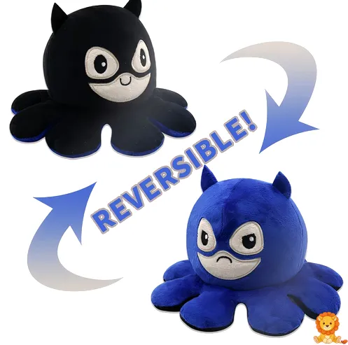 Peluche mini pulpo reversible, mostrando un lado feliz y un lado enfadado. Disponible en varios colores. - View 5