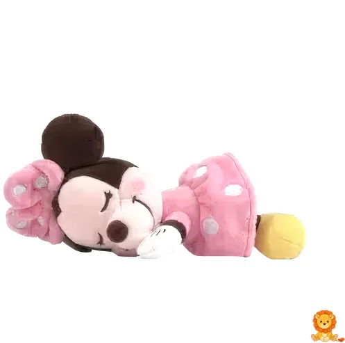 Uyuyan Minnie Peluş, pembe pijamaları ve uyku şapkasıyla, yumuşak ve sevimli bir görünümde. Çocuklar ve Disney hayranları için mükemmel bir uyku arkadaşı. - View 4
