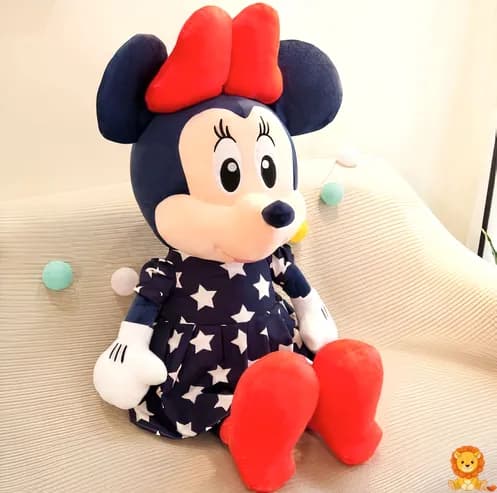 Yıldızlı elbiseli Minnie Peluş, 55cm, 75cm ve 95cm boyutlarında, yumuşak ve sevimli, çocukların ve Disney hayranlarının favorisi. - View 5