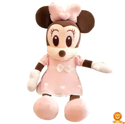 Adorable Pink Minnie Mouse plush toy, featuring a soft pink dress and bow, perfect for cuddling and display. - View 2