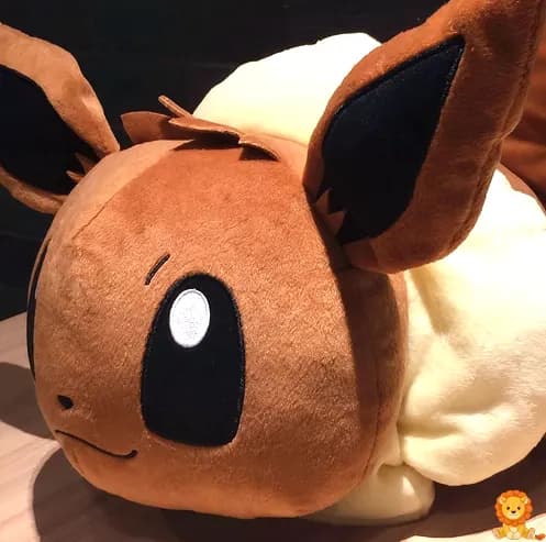 Eevee plush pillow, featuring a soft, cuddly Eevee design, perfect for snuggling and relaxation, officially licensed Pokémon merchandise. - View 4